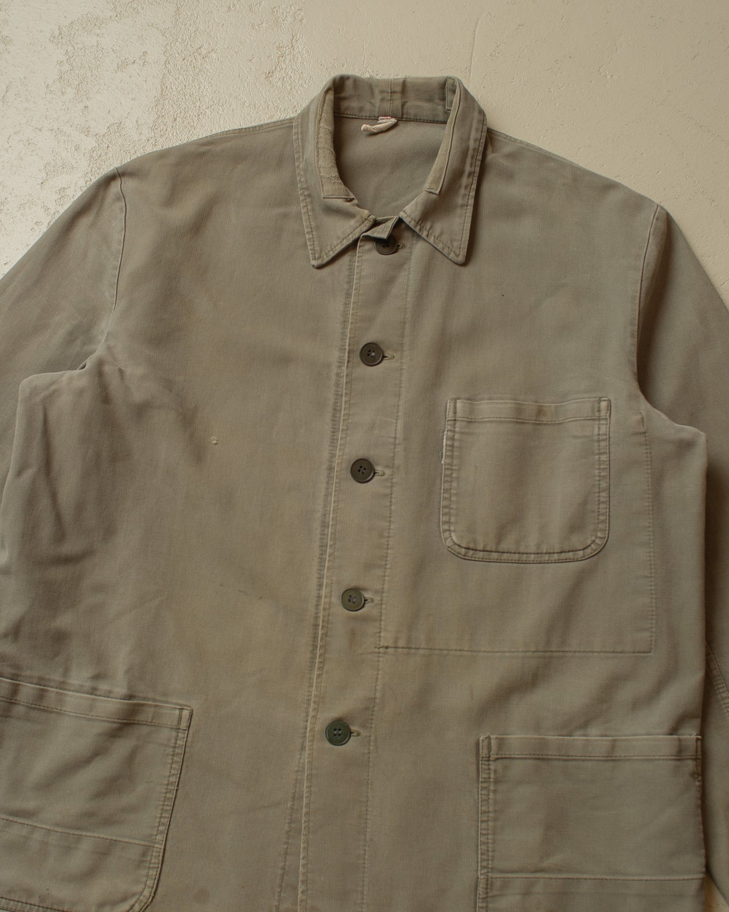 1950s/60s Faded Workwear Jacket khaki - XL