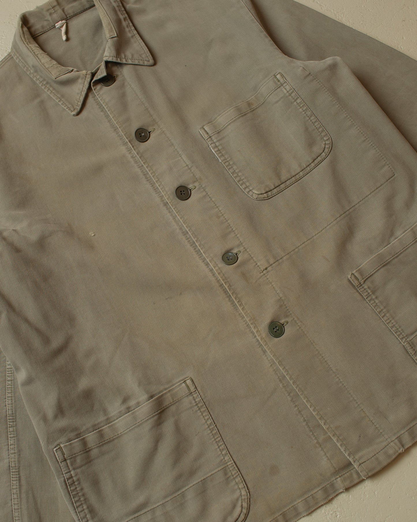 1950s/60s Faded Workwear Jacket khaki - XL