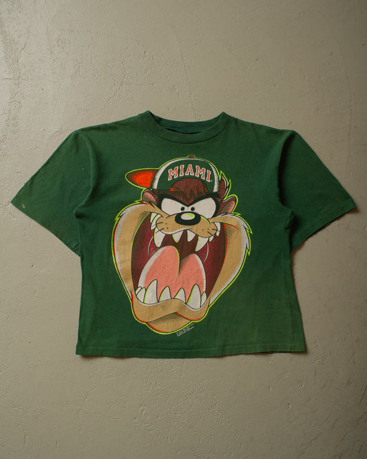 90s stained Tazmanian Devil T-shirt green - S/M