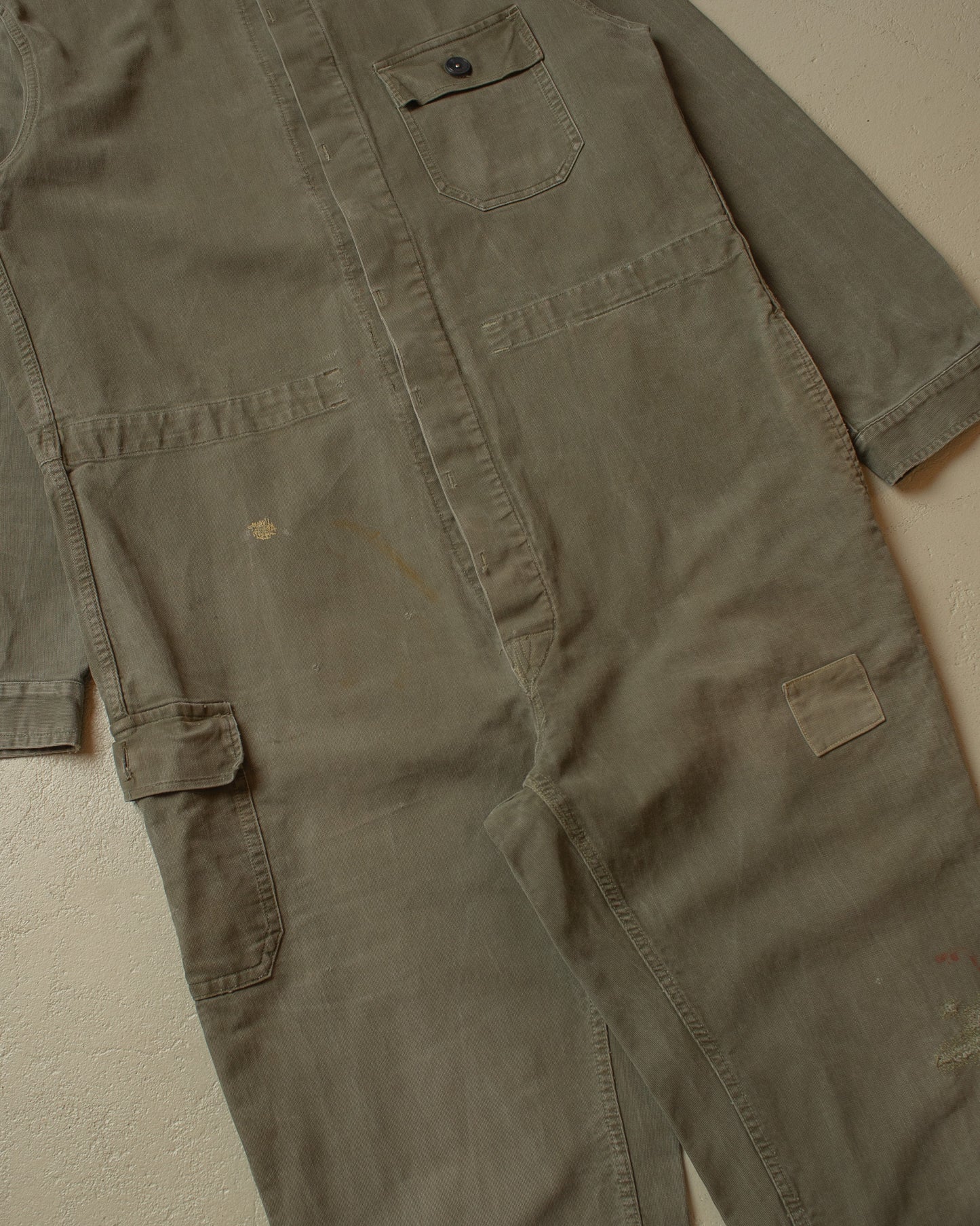 1960s/70s Faded Workwear Coverall khaki - XL/XXL