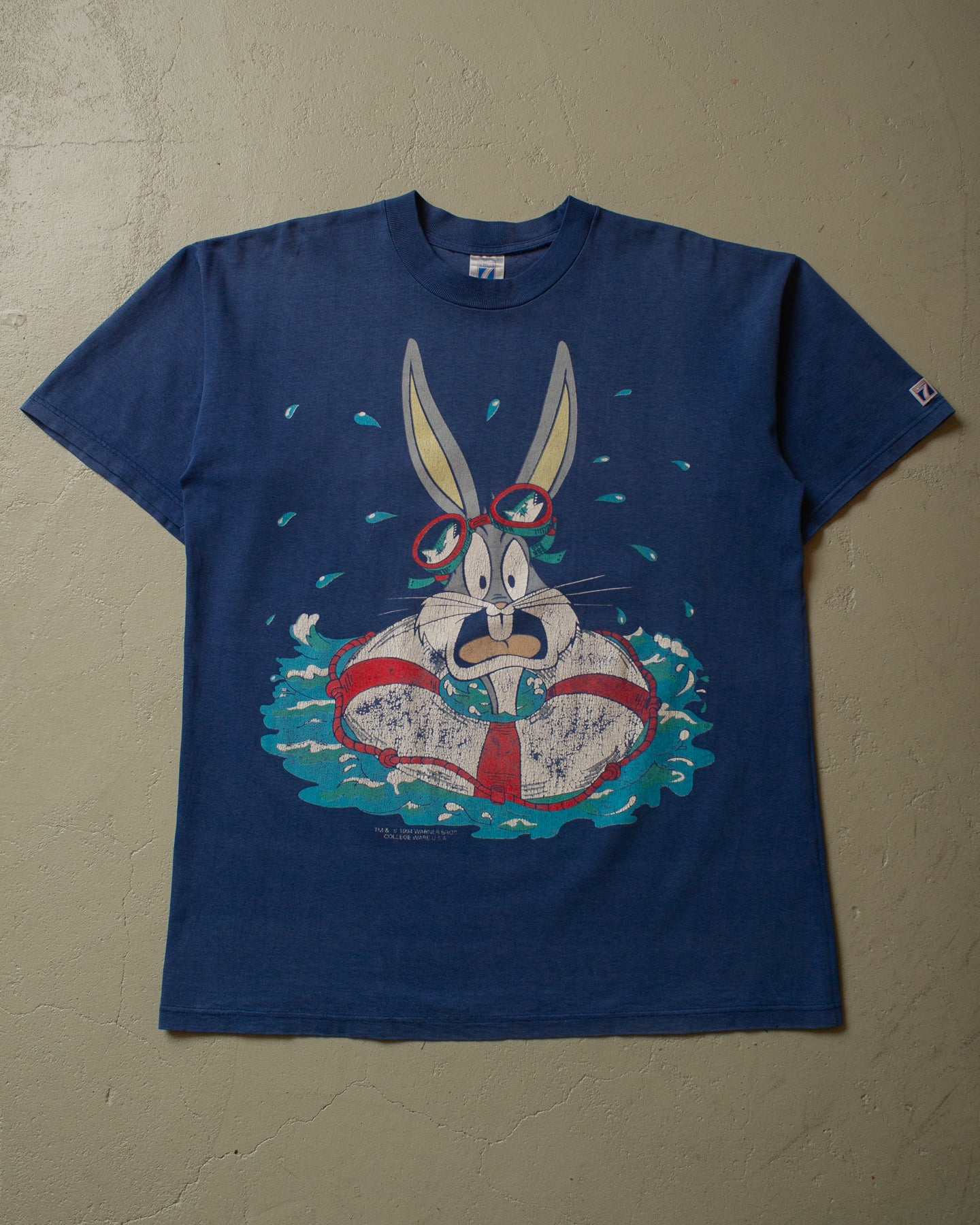 1994 Faded Bugs Bunny Water Splash T-shirt navyblue - XL/XXL