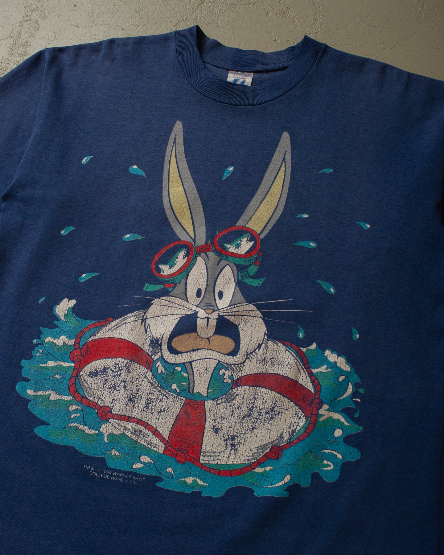 1994 Faded Bugs Bunny Water Splash T-shirt navyblue - XL/XXL