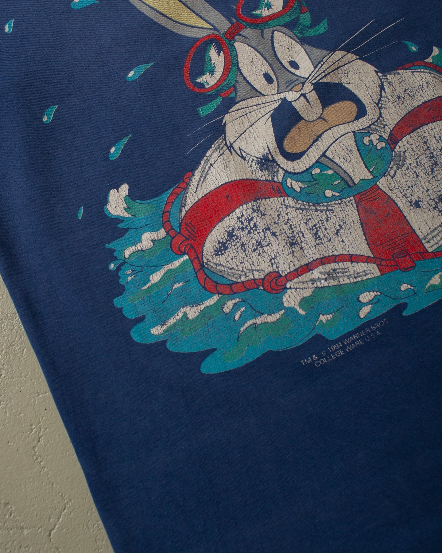 1994 Faded Bugs Bunny Water Splash T-shirt navyblue - XL/XXL