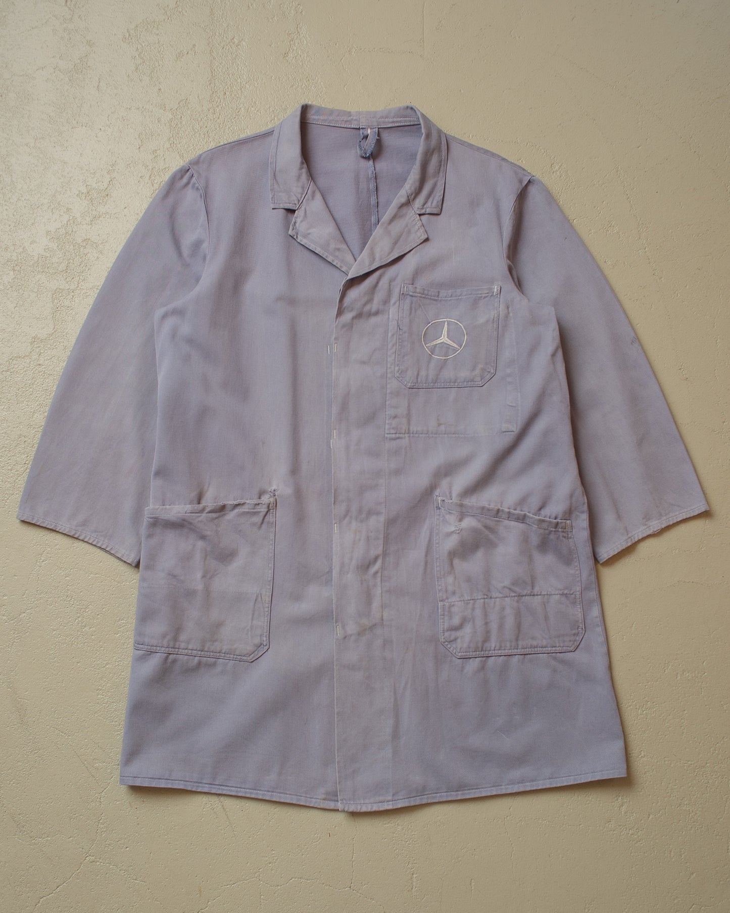 1960s/70s Faded Mercedes Benz Belted Work Coat blue - M/L