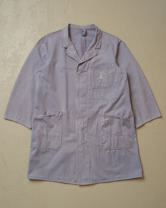 1960s/70s Faded Mercedes Benz Belted Work Coat blue - M/L
