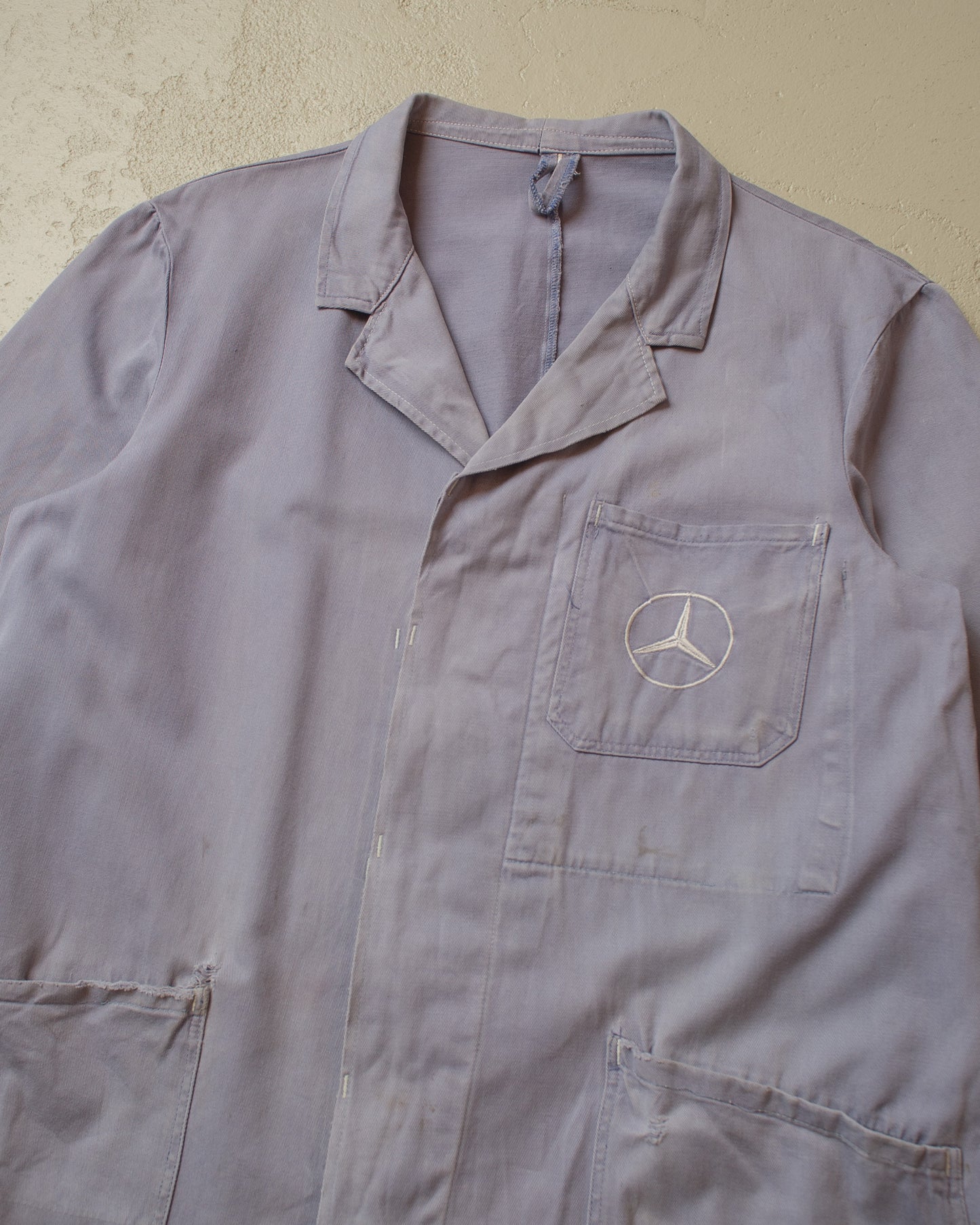 1960s/70s Faded Mercedes Benz Belted Work Coat blue - M/L