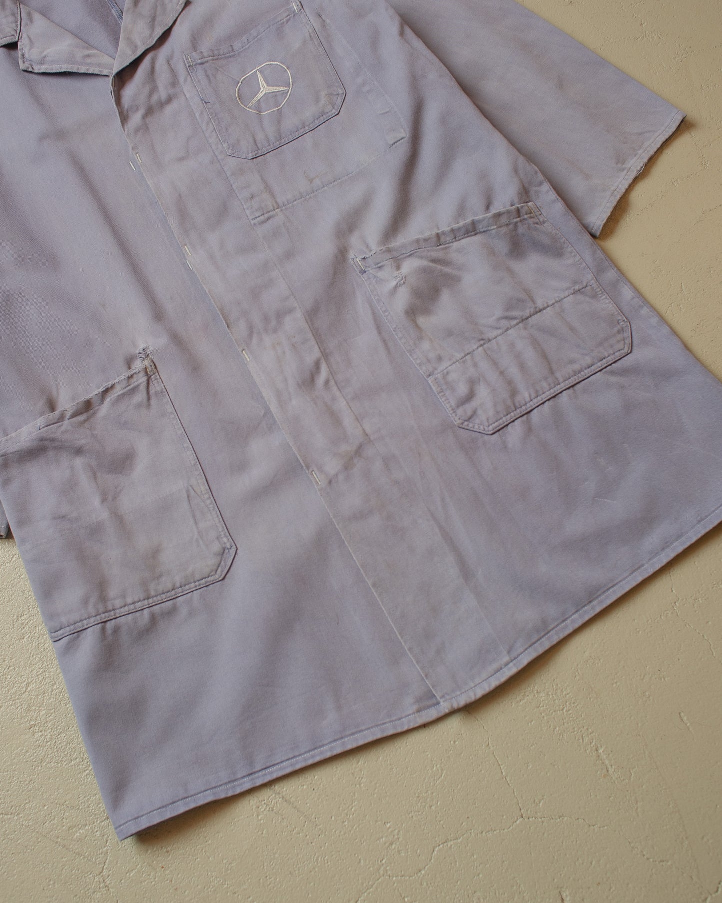 1960s/70s Faded Mercedes Benz Belted Work Coat blue - M/L