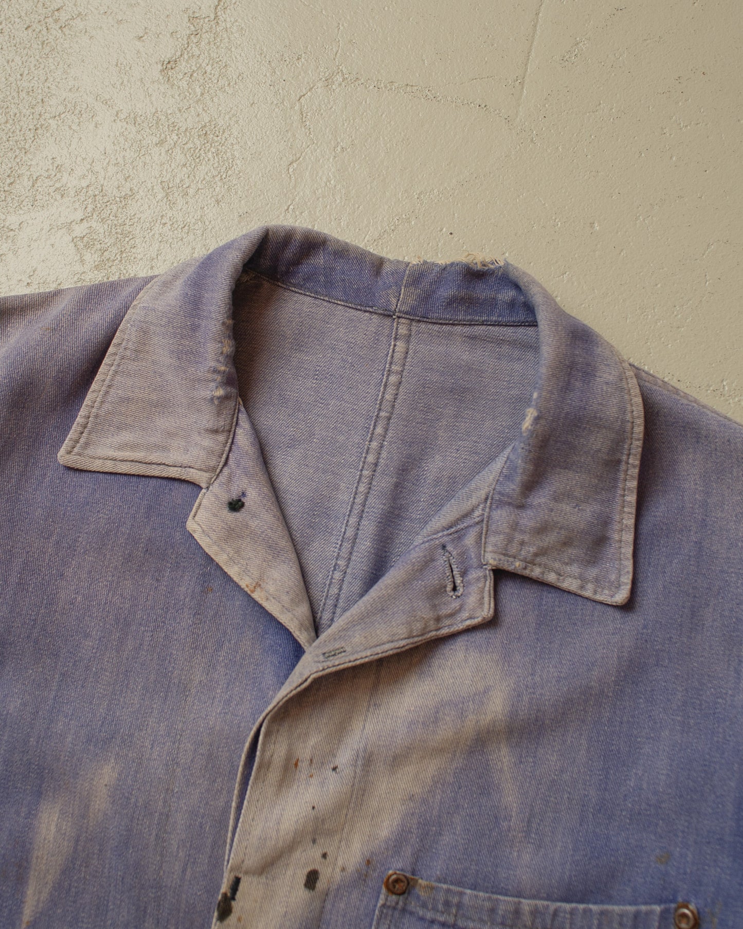 1960s/70s Sunfaded Denim Workwear Jacket blue - M/L