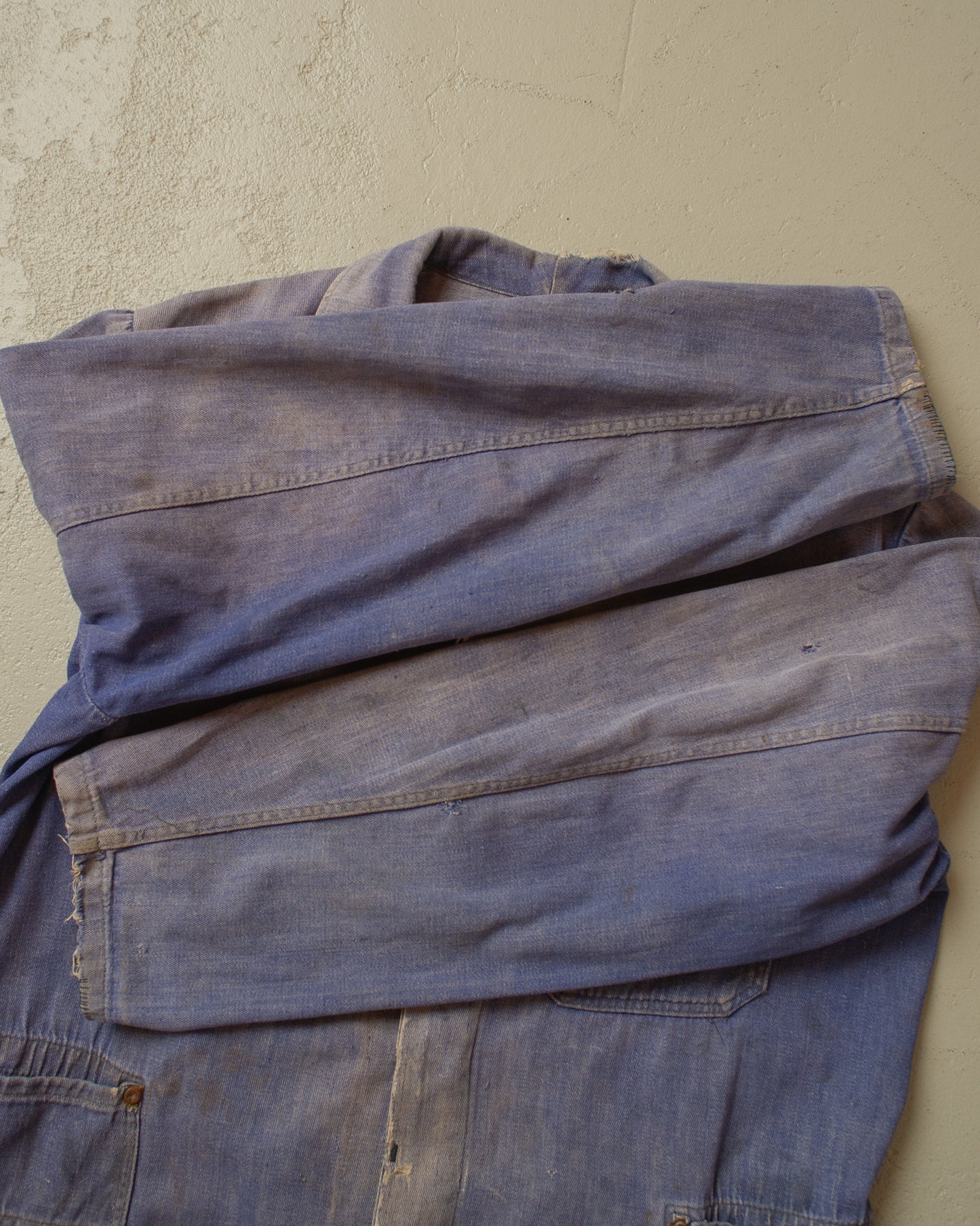 1960s/70s Sunfaded Denim Workwear Jacket blue - M/L