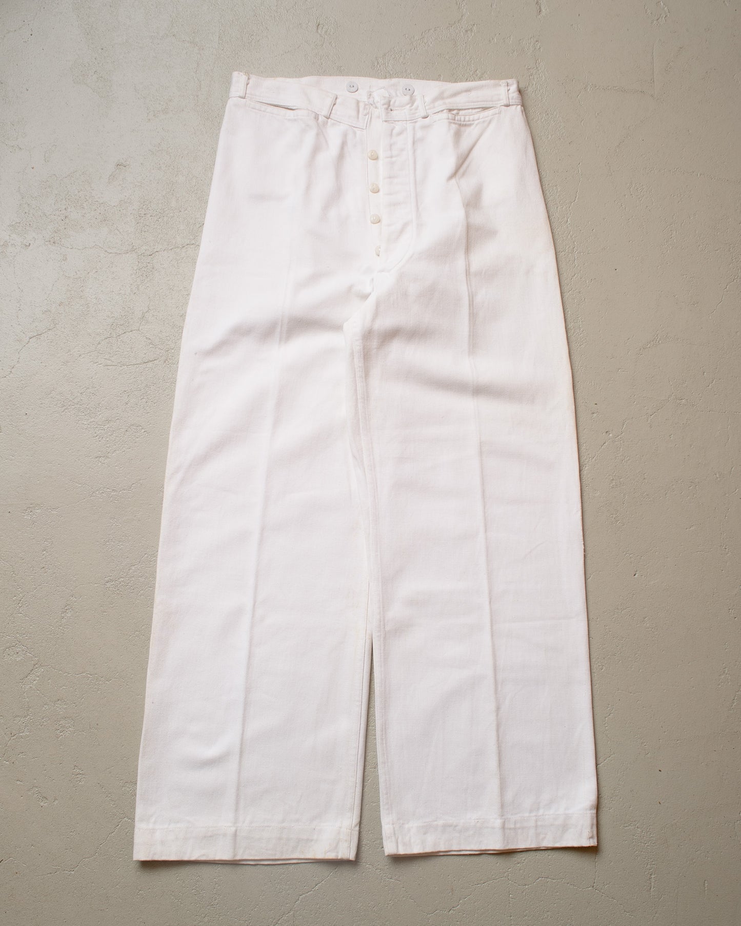 1930s German Cotton Wide Leg Pants white - W32 L28,5