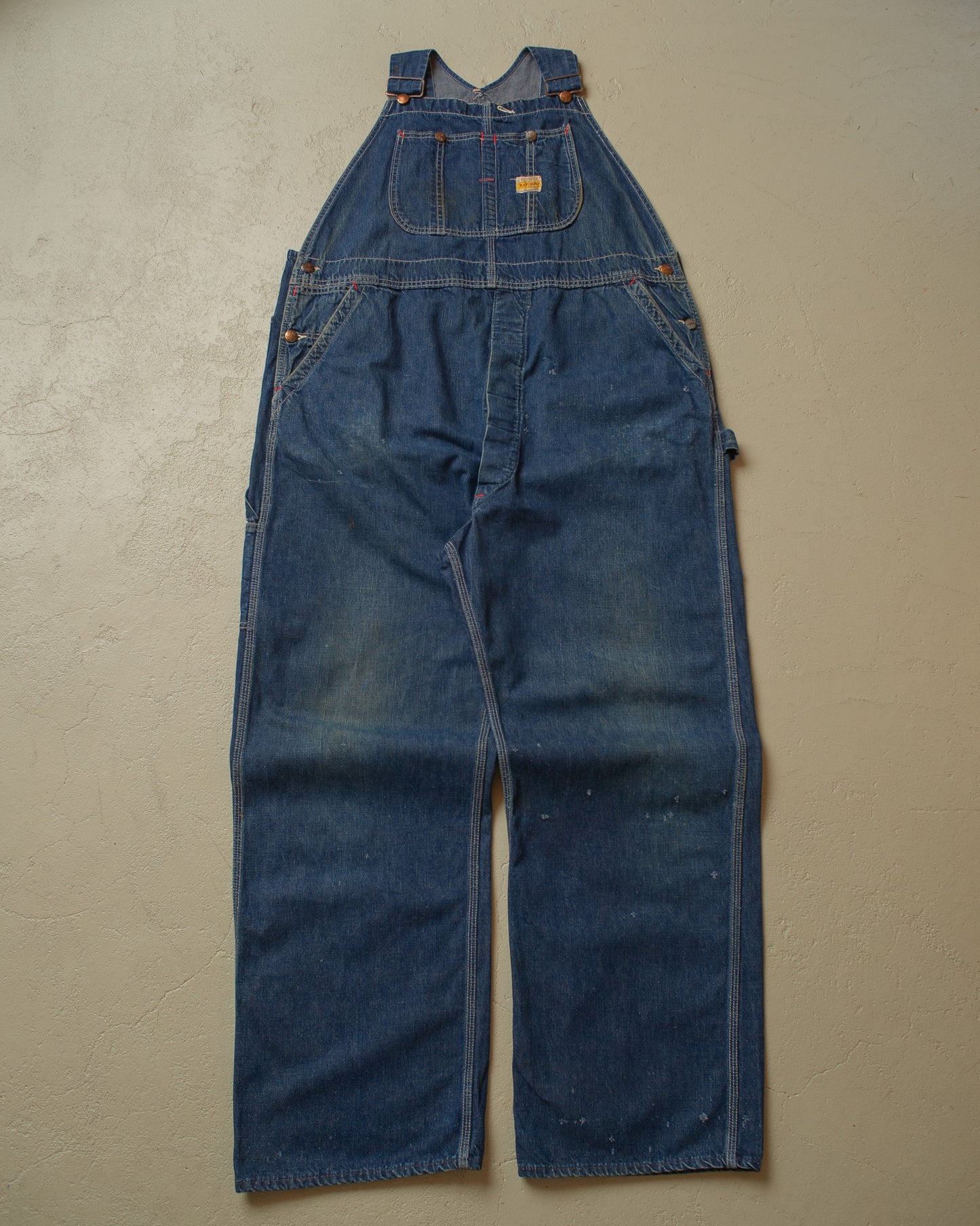 1950s distressed Penney´s Pay-Day Square Bak Overall blue - XL/XXL
