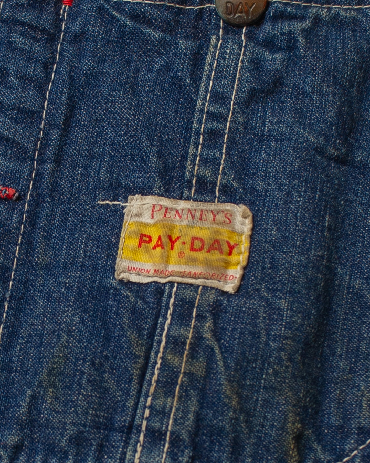 1950s distressed Penney´s Pay-Day Square Bak Overall blue - XL/XXL