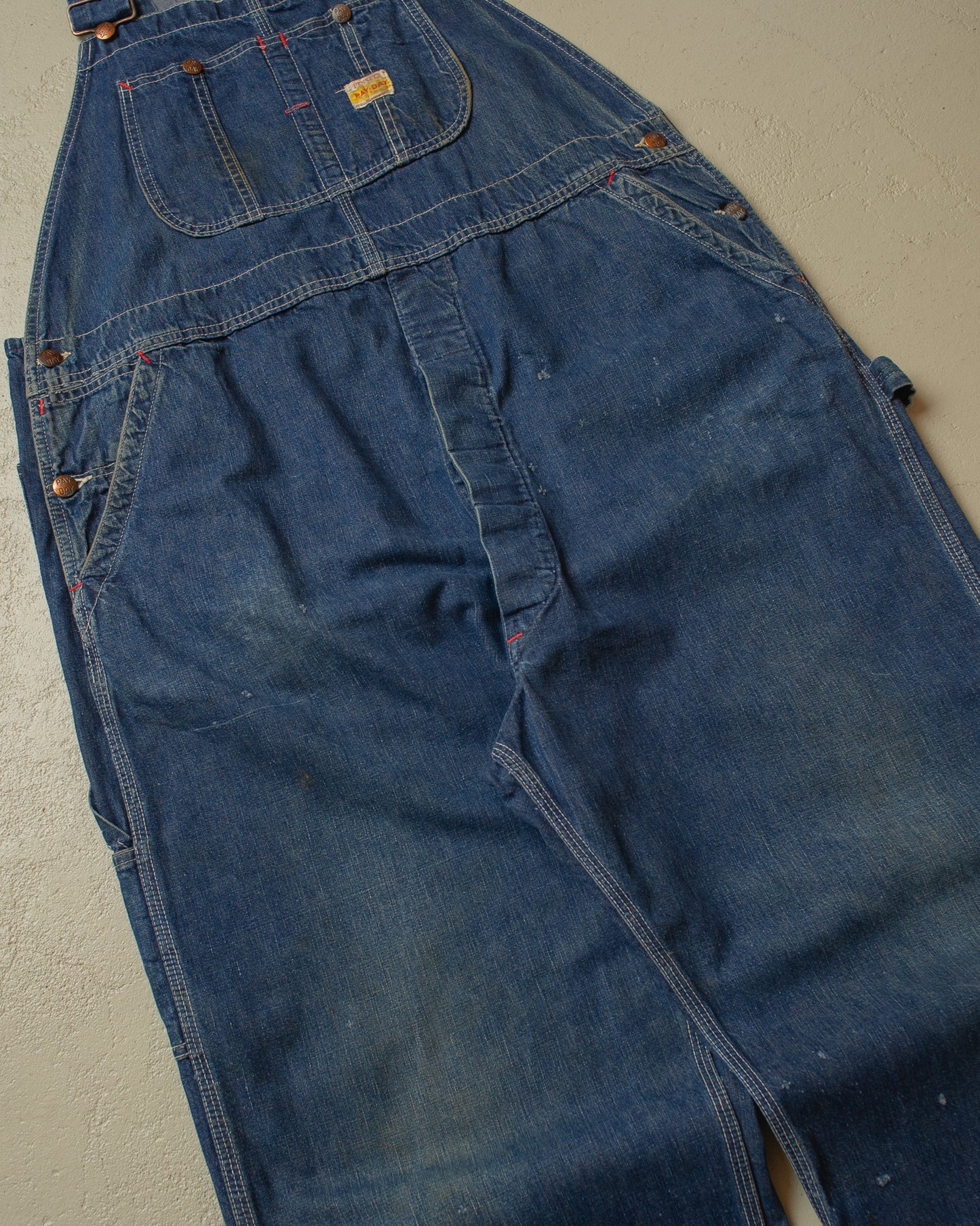 1950s distressed Penney´s Pay-Day Square Bak Overall blue - XL/XXL