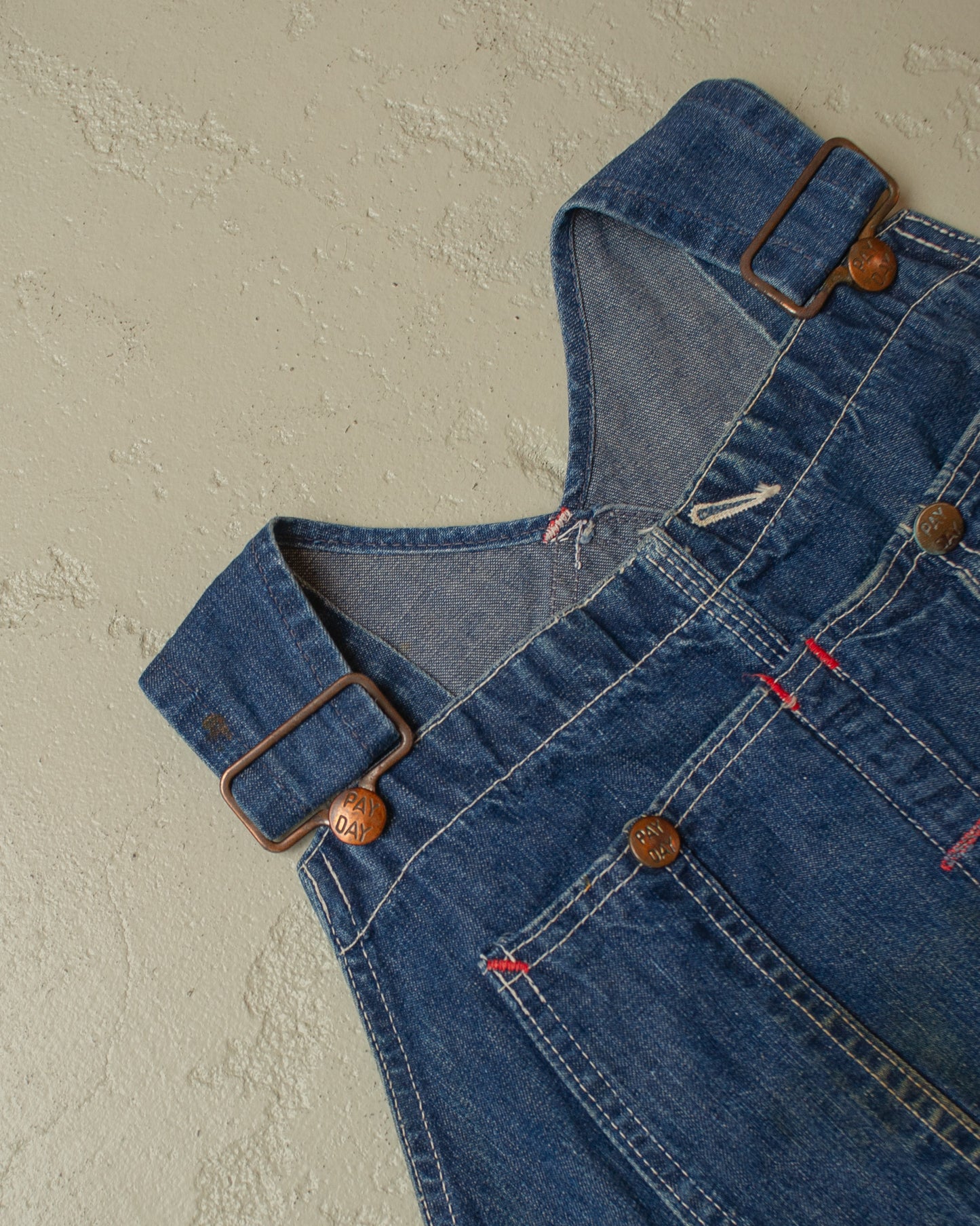1950s distressed Penney´s Pay-Day Square Bak Overall blue - XL/XXL