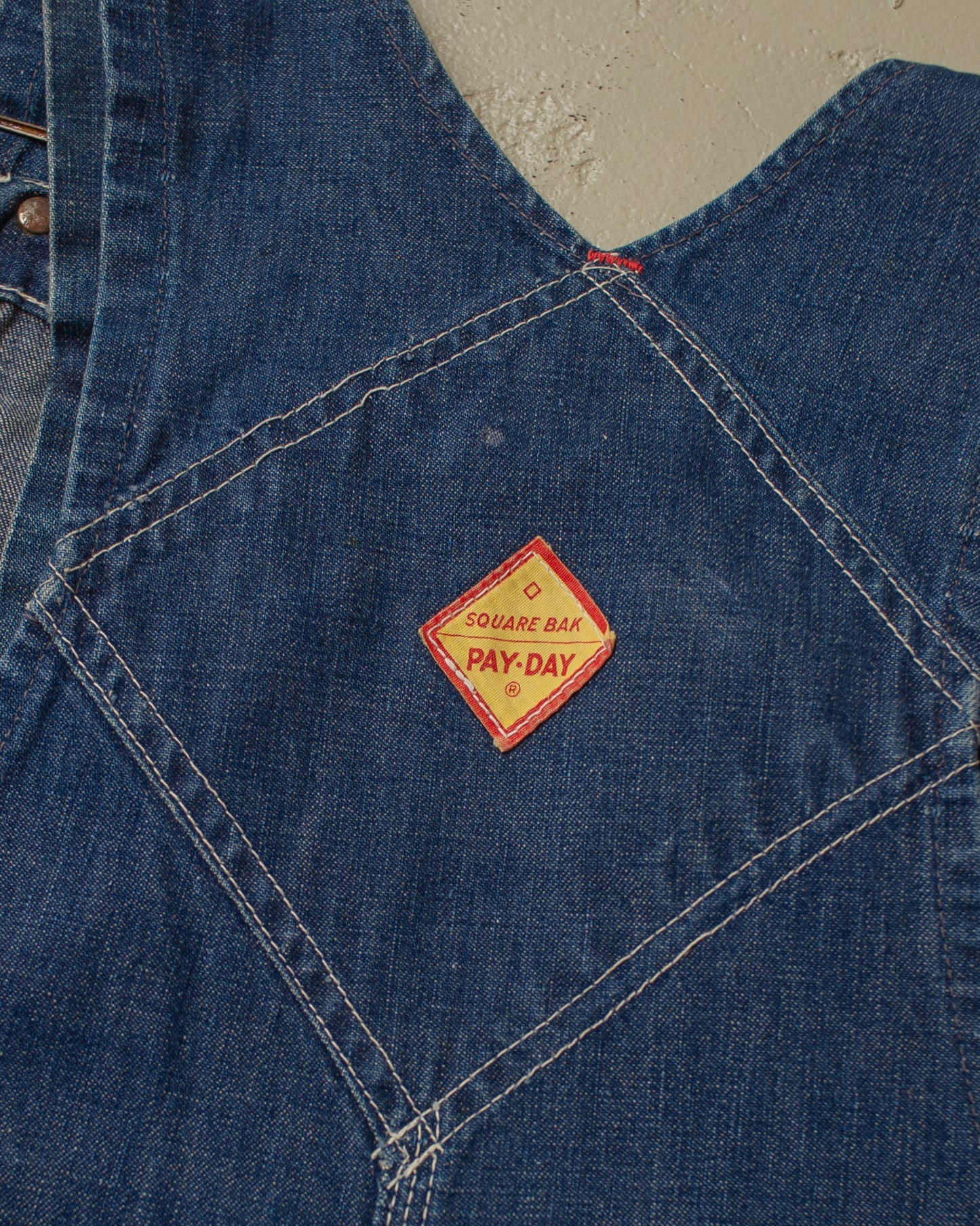 1950s distressed Penney´s Pay-Day Square Bak Overall blue - XL/XXL
