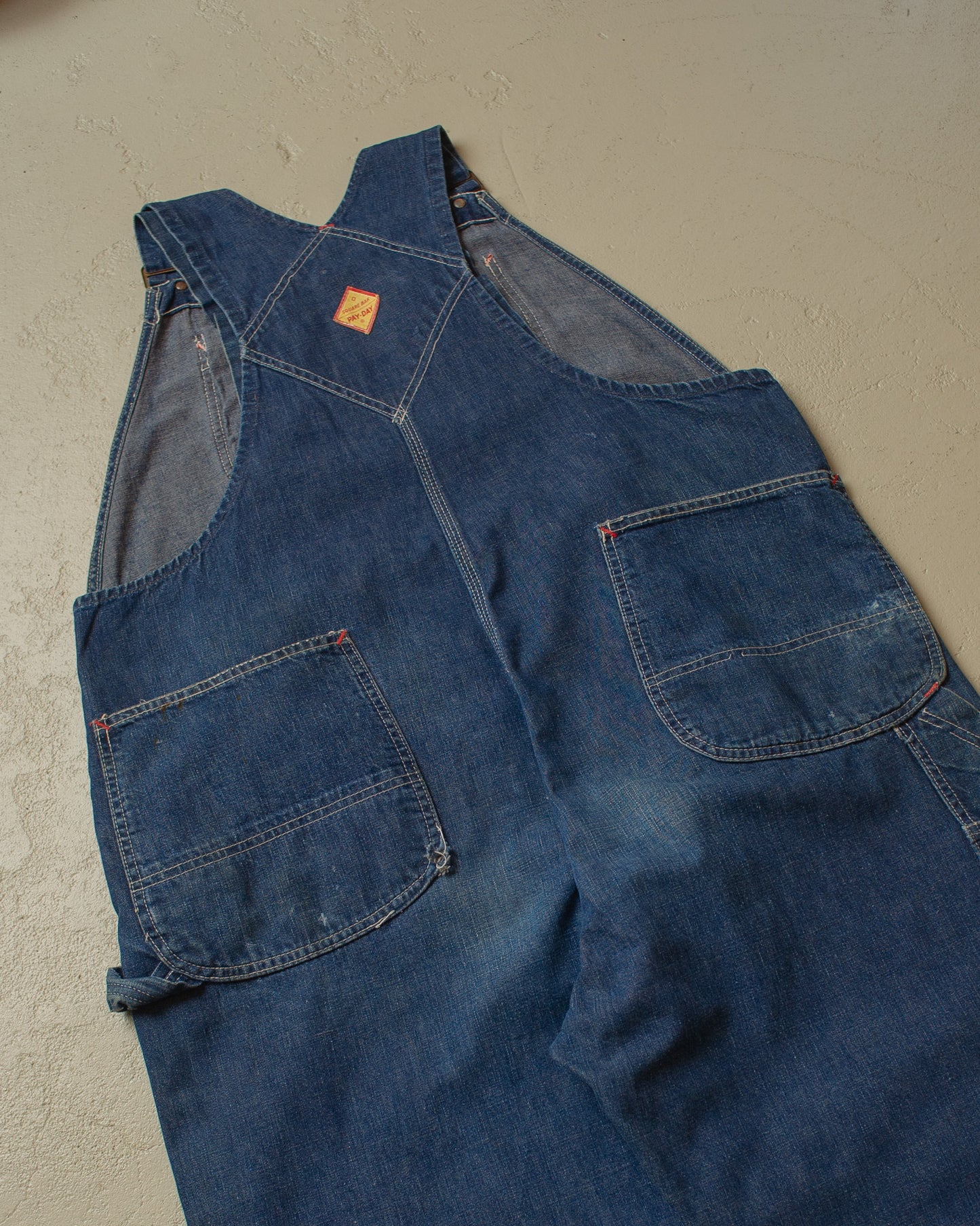 1950s distressed Penney´s Pay-Day Square Bak Overall blue - XL/XXL