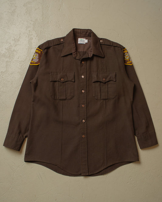 1970s/80s Monroe County Sheriff Shirt brown - L/XL