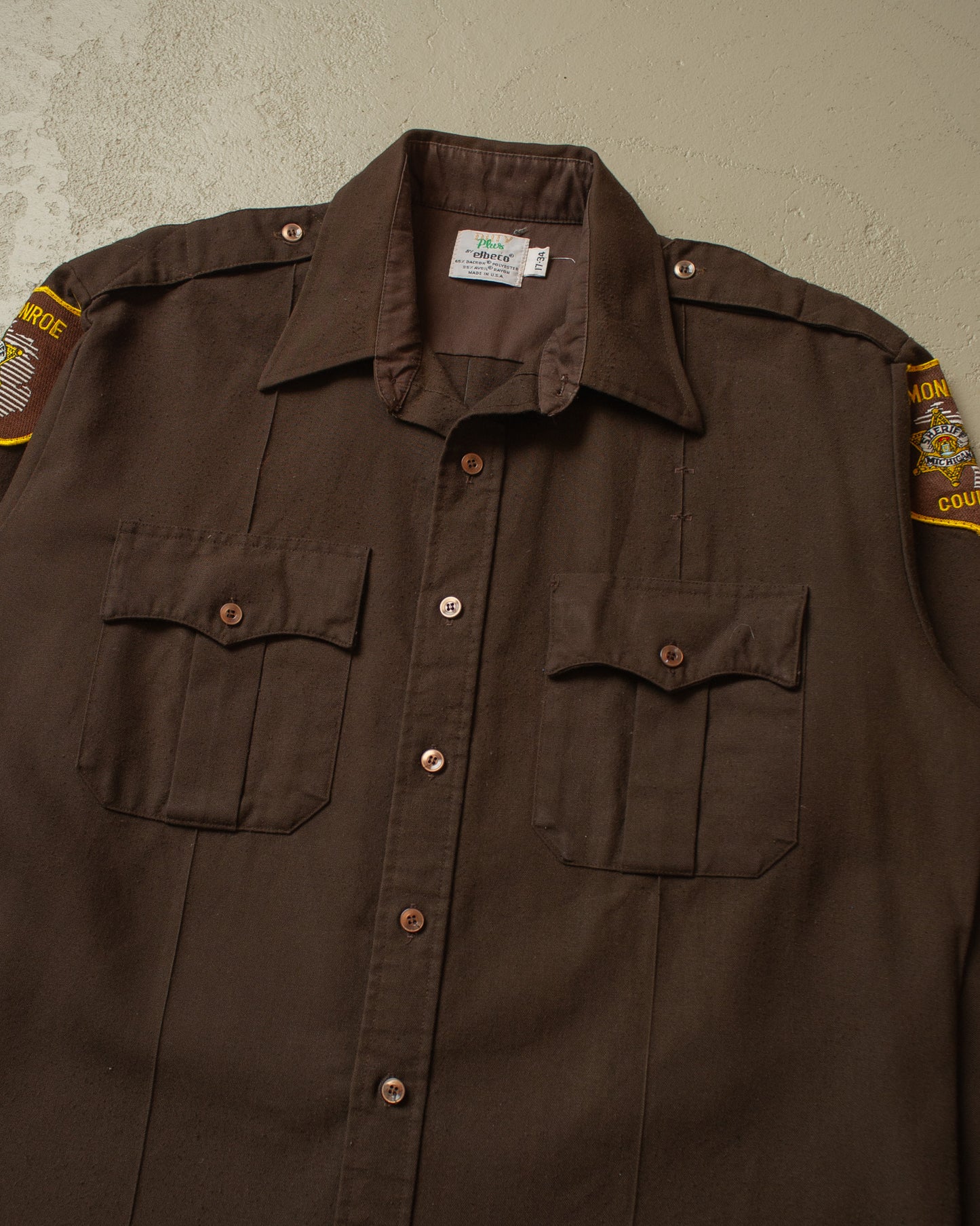1970s/80s Monroe County Sheriff Shirt brown - L/XL