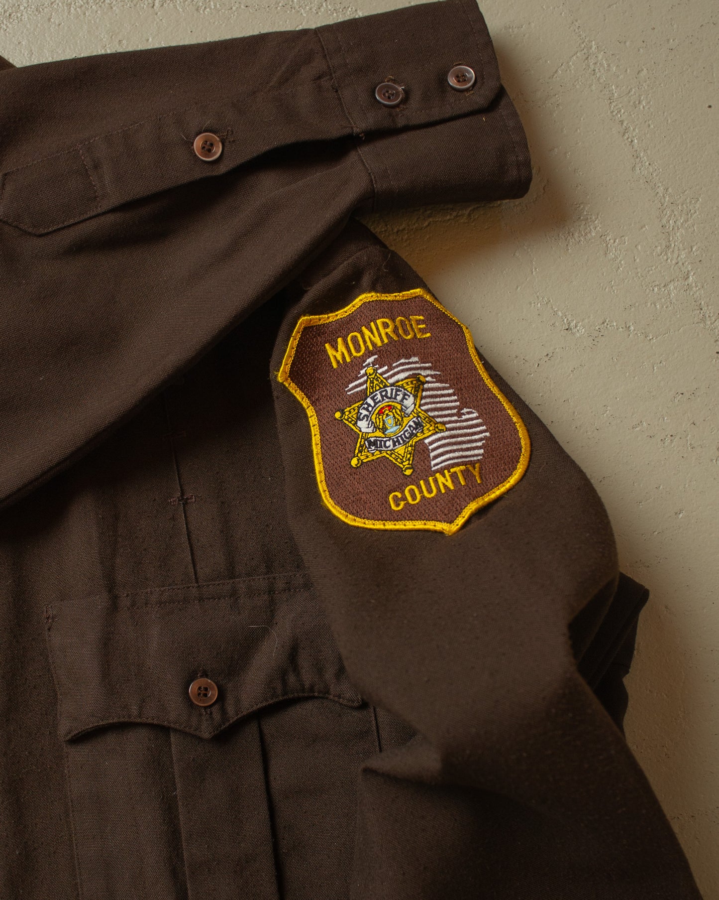 1970s/80s Monroe County Sheriff Shirt brown - L/XL