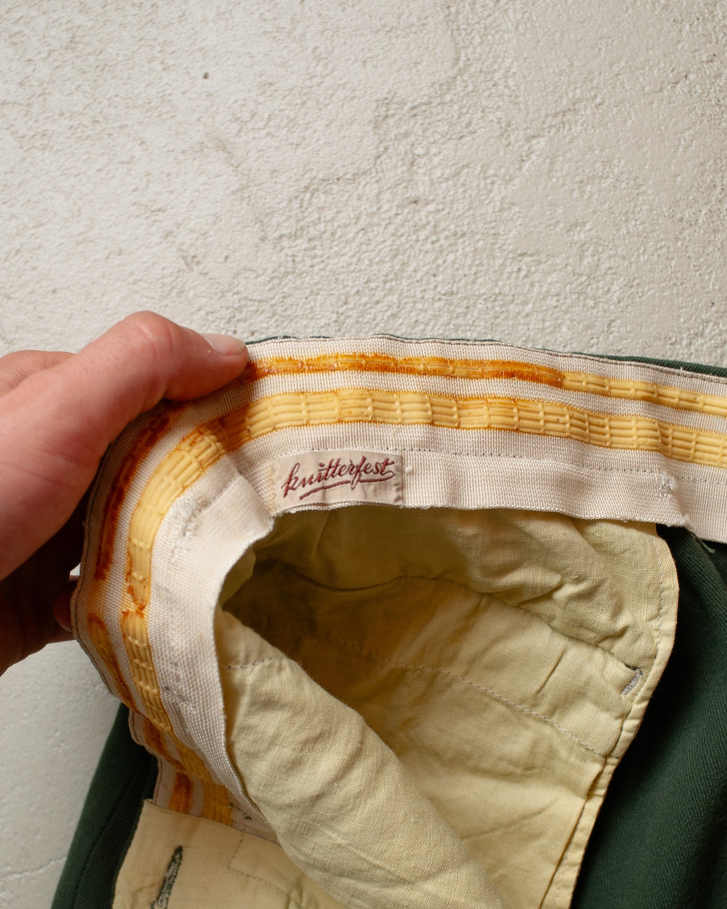 1940s/50s German ‚knitterfest’ Shorts green - W30