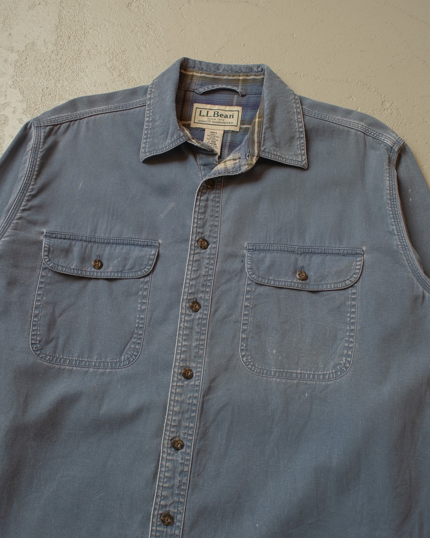 2000s Faded L.L. Bean lined Cotton Shirt blue - XL/XXL
