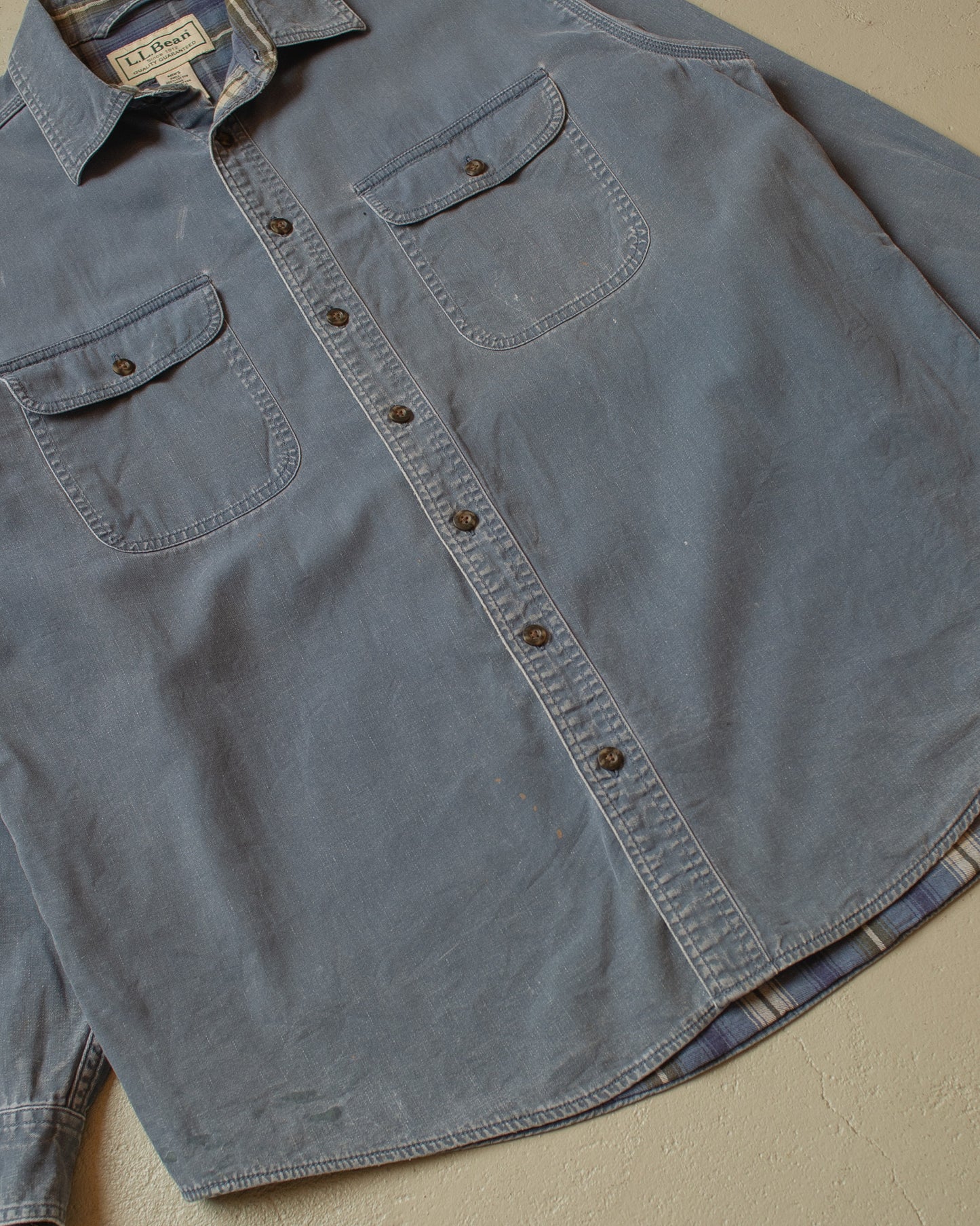 2000s Faded L.L. Bean lined Cotton Shirt blue - XL/XXL