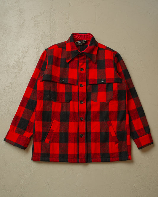 1960s Swanndri Wool Buffalo Plaid Shirt Jacket red/black - L