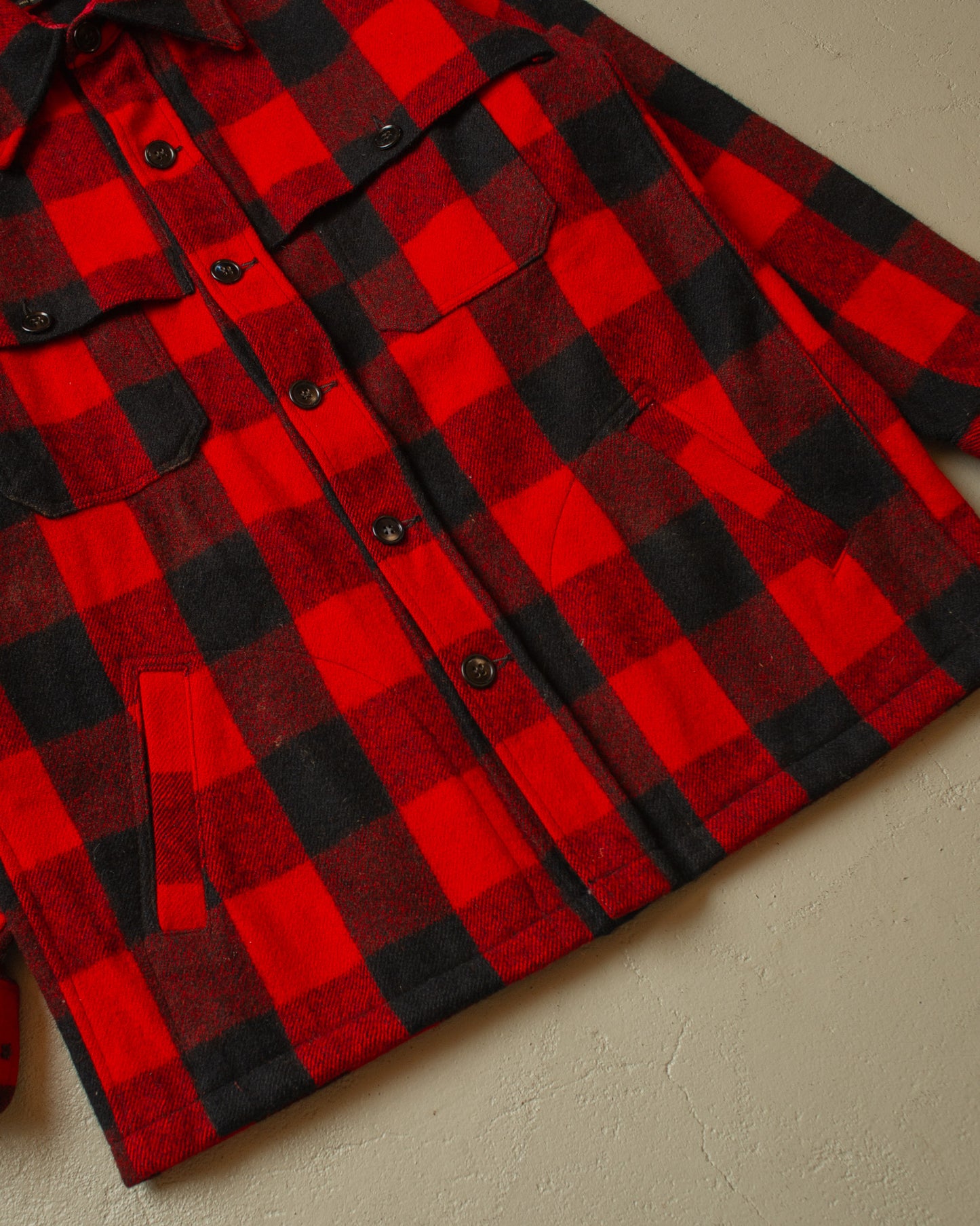 1960s Swanndri Wool Buffalo Plaid Shirt Jacket red/black - L