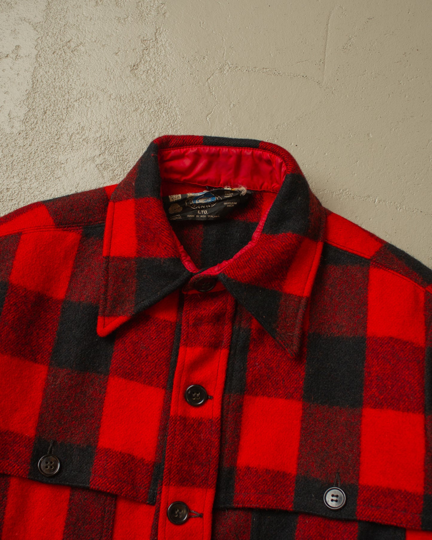 1960s Swanndri Wool Buffalo Plaid Shirt Jacket red/black - L