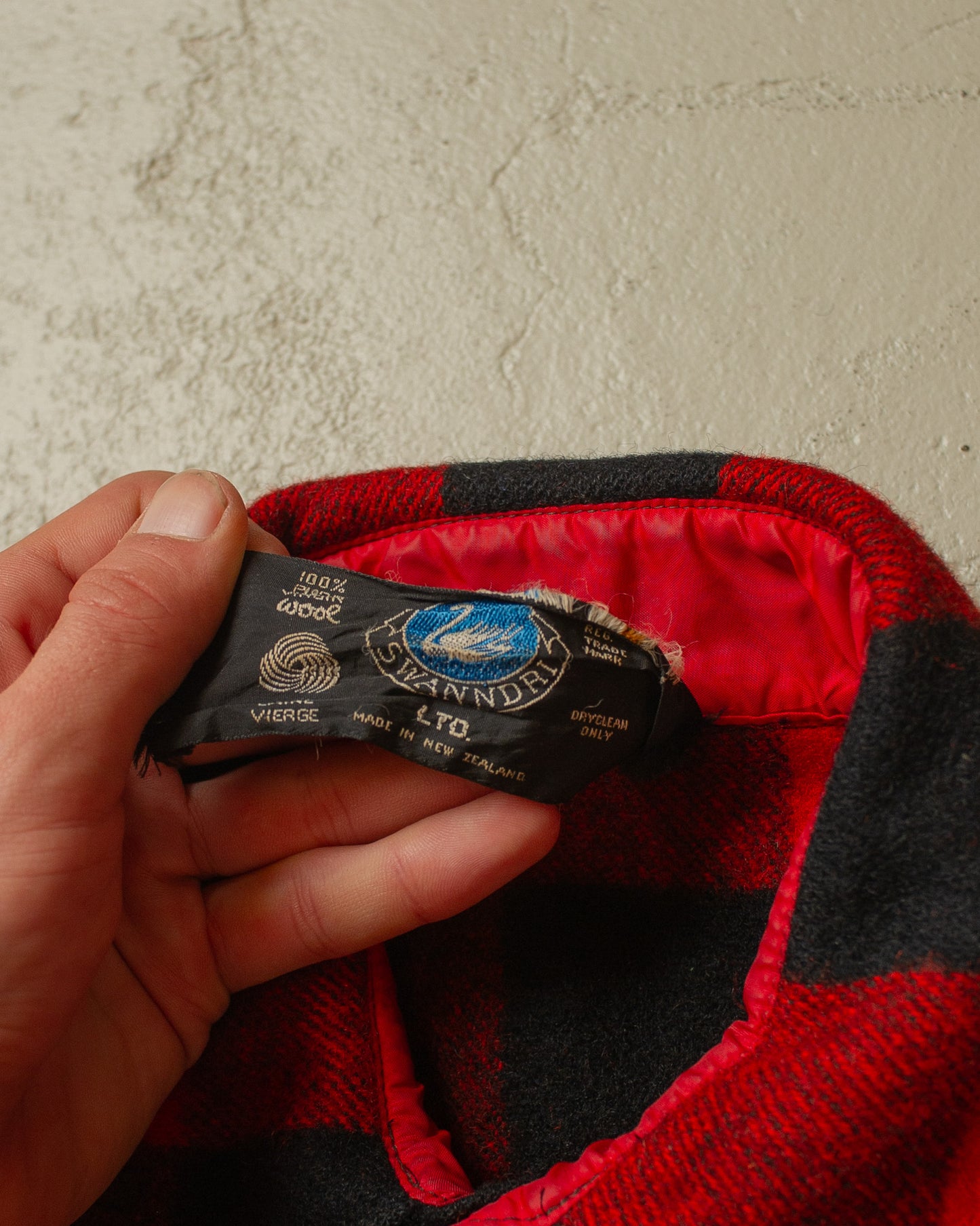1960s Swanndri Wool Buffalo Plaid Shirt Jacket red/black - L