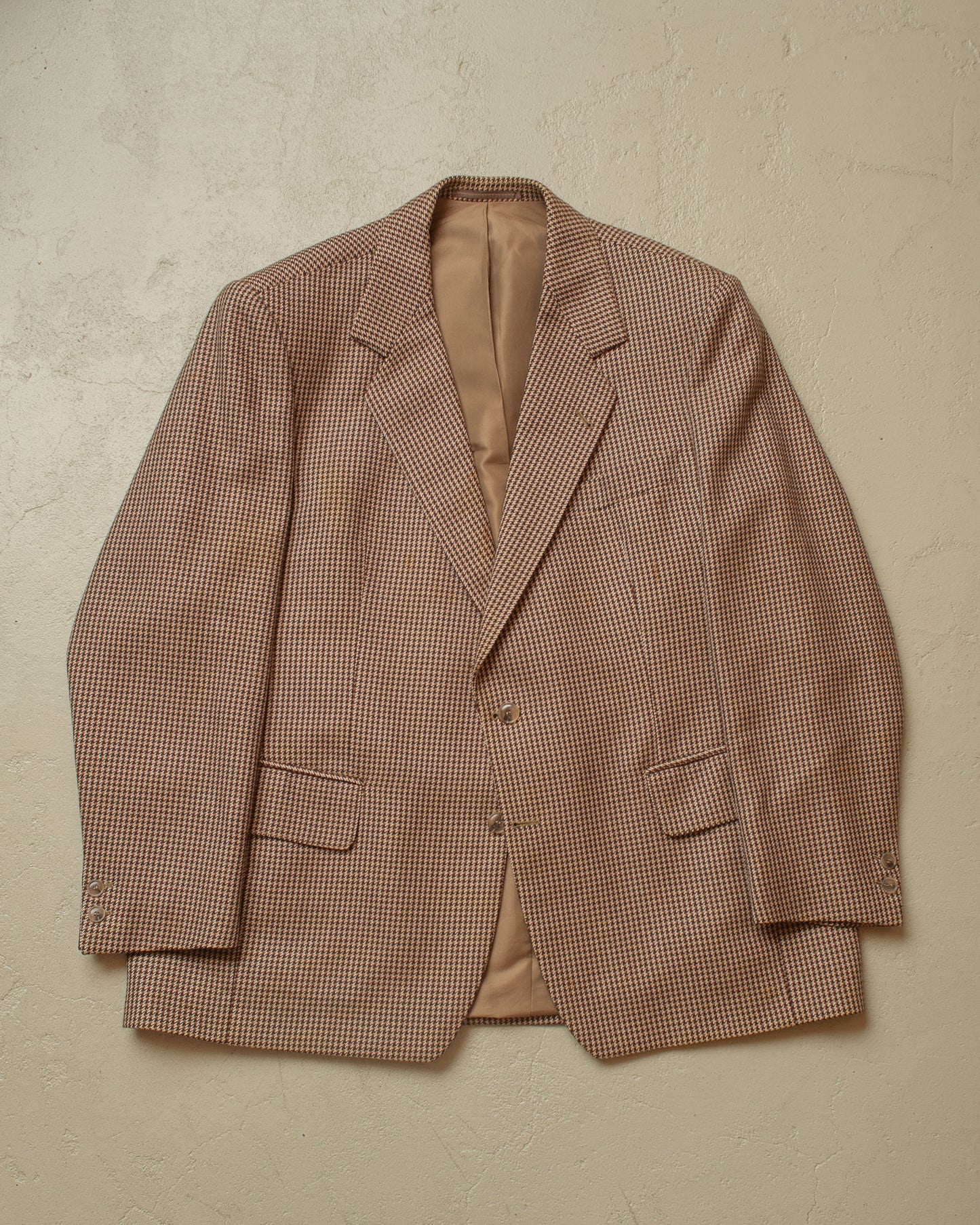 1950s/60s German Glen Plaid Wool Suit Jacket brown - L/XL
