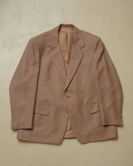 1950s/60s German Glen Plaid Wool Suit Jacket brown - L/XL