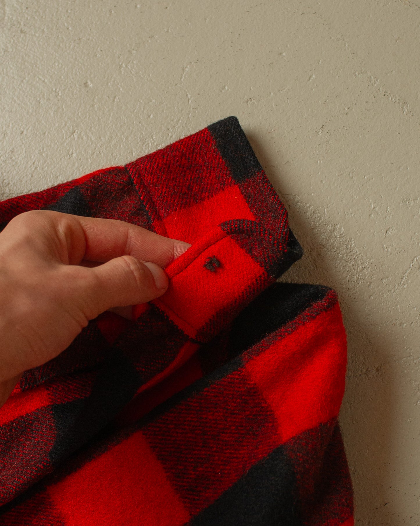 1960s Swanndri Wool Buffalo Plaid Shirt Jacket red/black - L