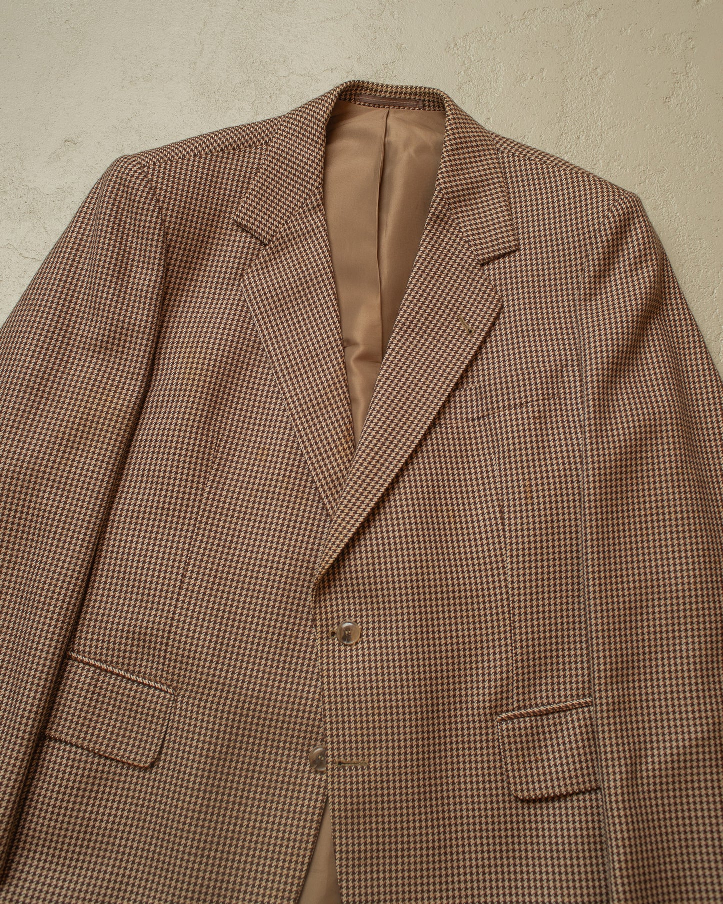 1950s/60s German Glen Plaid Wool Suit Jacket brown - L/XL