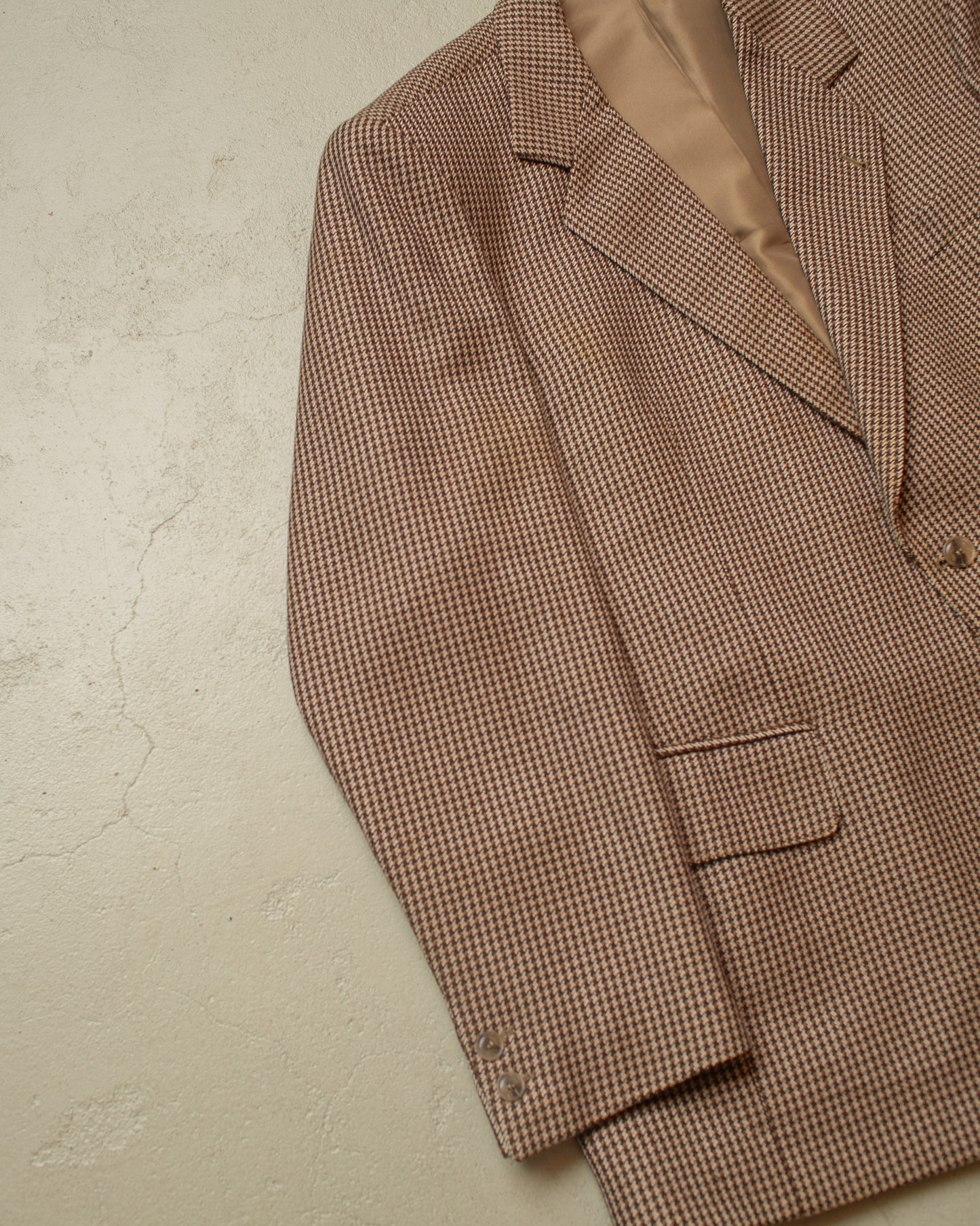 1950s/60s German Glen Plaid Wool Suit Jacket brown - L/XL
