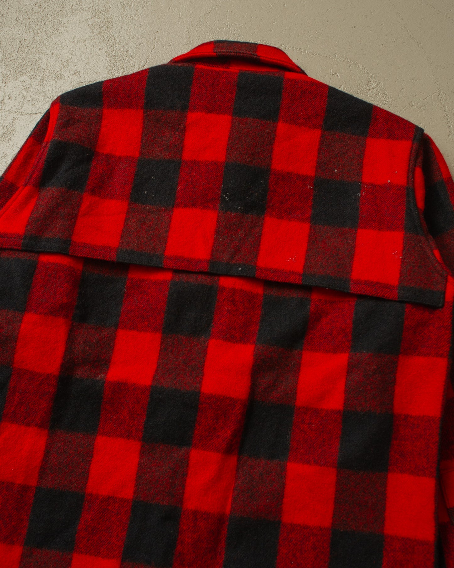 1960s Swanndri Wool Buffalo Plaid Shirt Jacket red/black - L