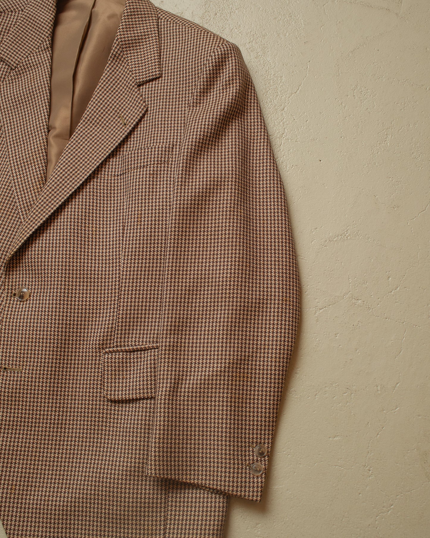 1950s/60s German Glen Plaid Wool Suit Jacket brown - L/XL