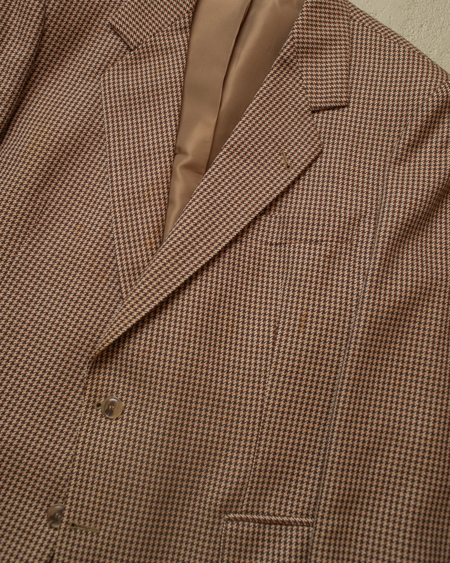 1950s/60s German Glen Plaid Wool Suit Jacket brown - L/XL