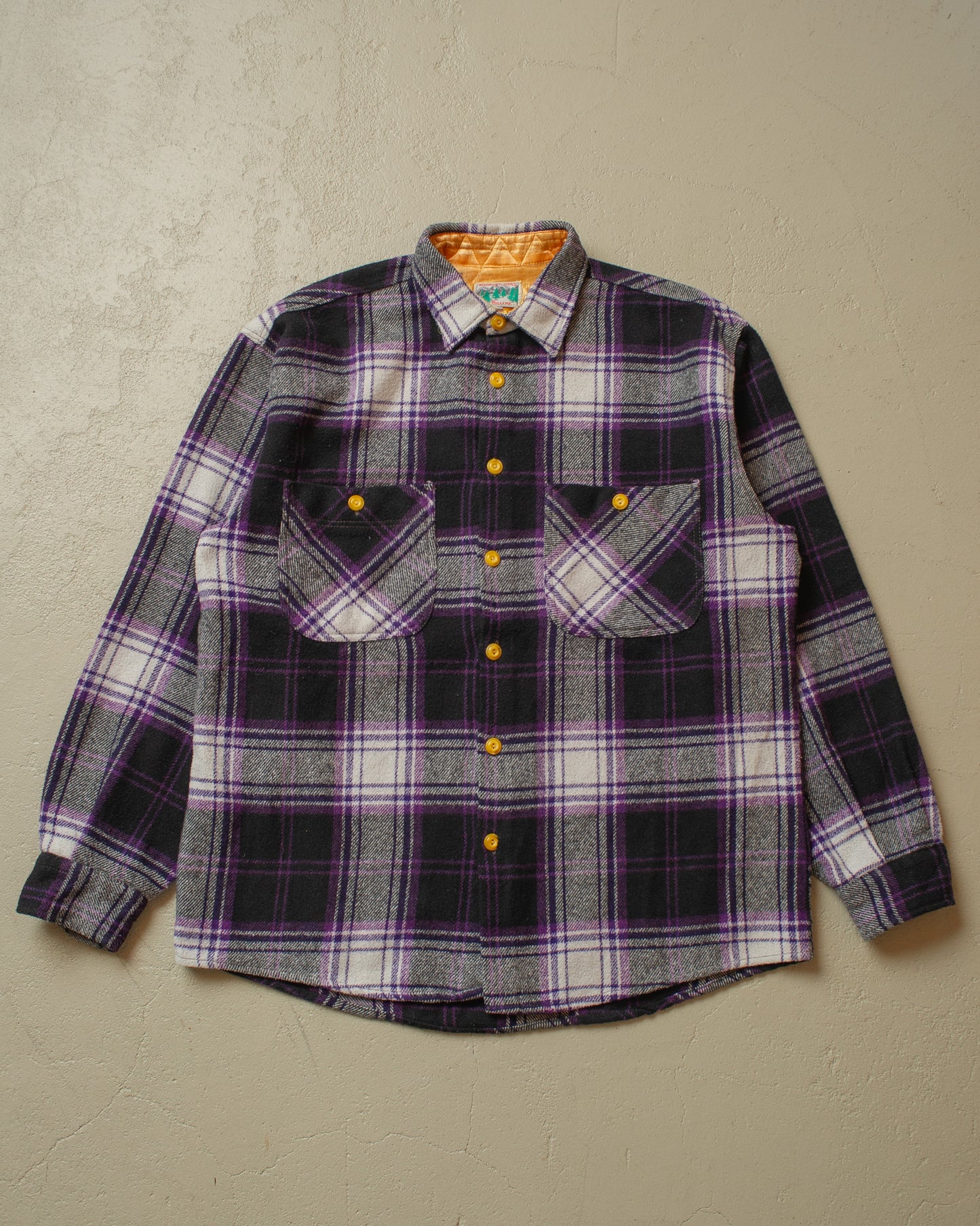 1970s checkered Flannel Shirt purple - XL