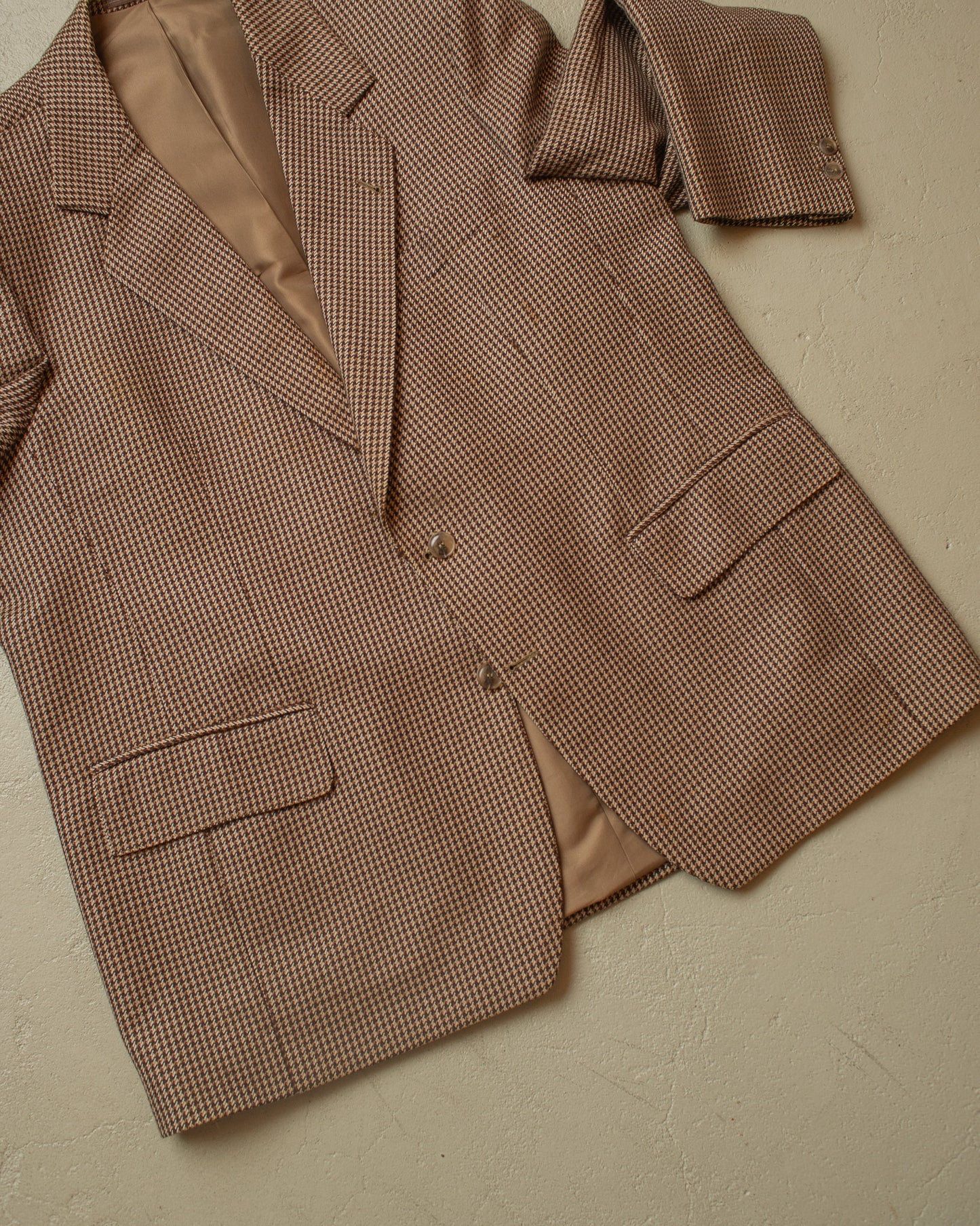 1950s/60s German Glen Plaid Wool Suit Jacket brown - L/XL