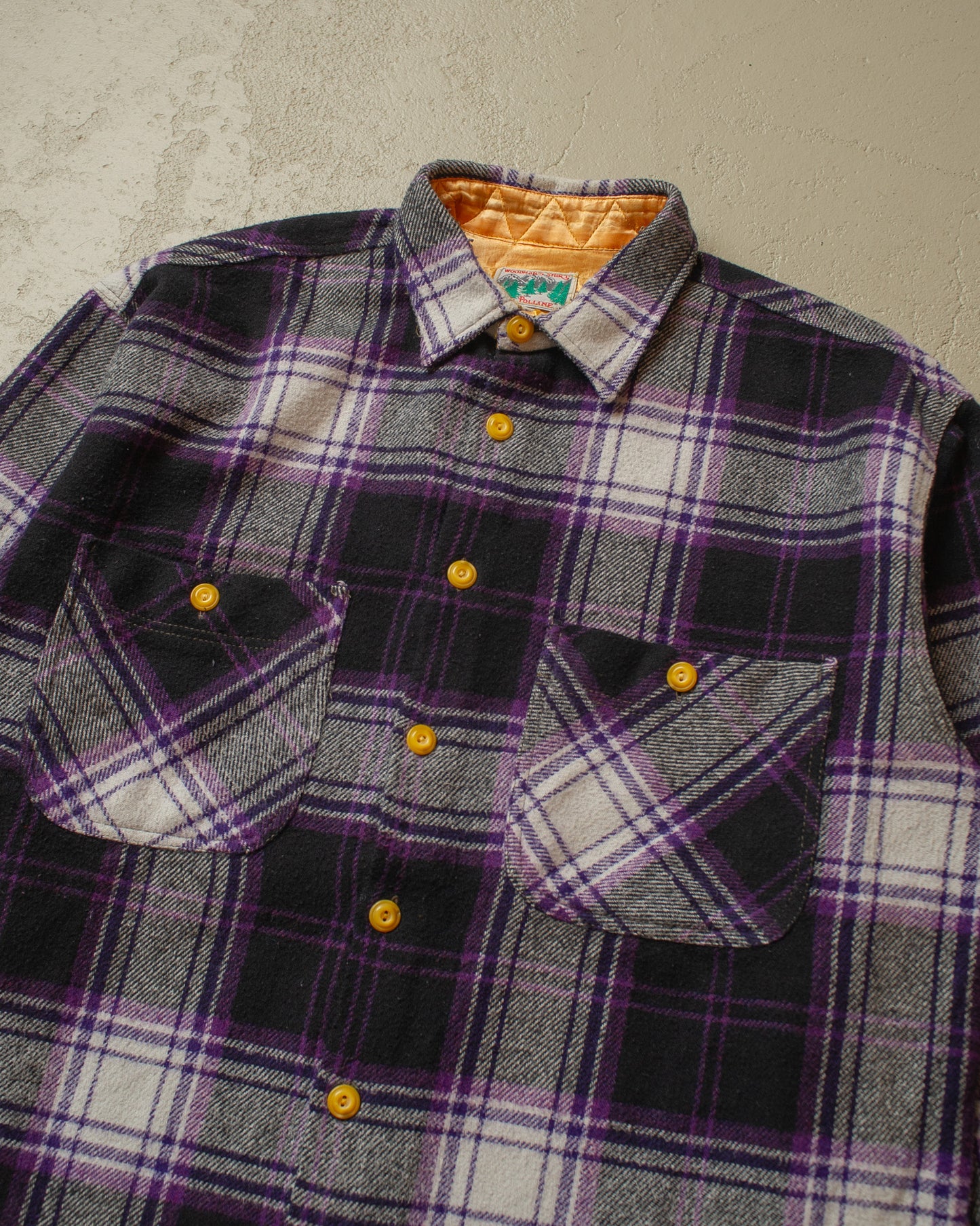1970s checkered Flannel Shirt purple - XL