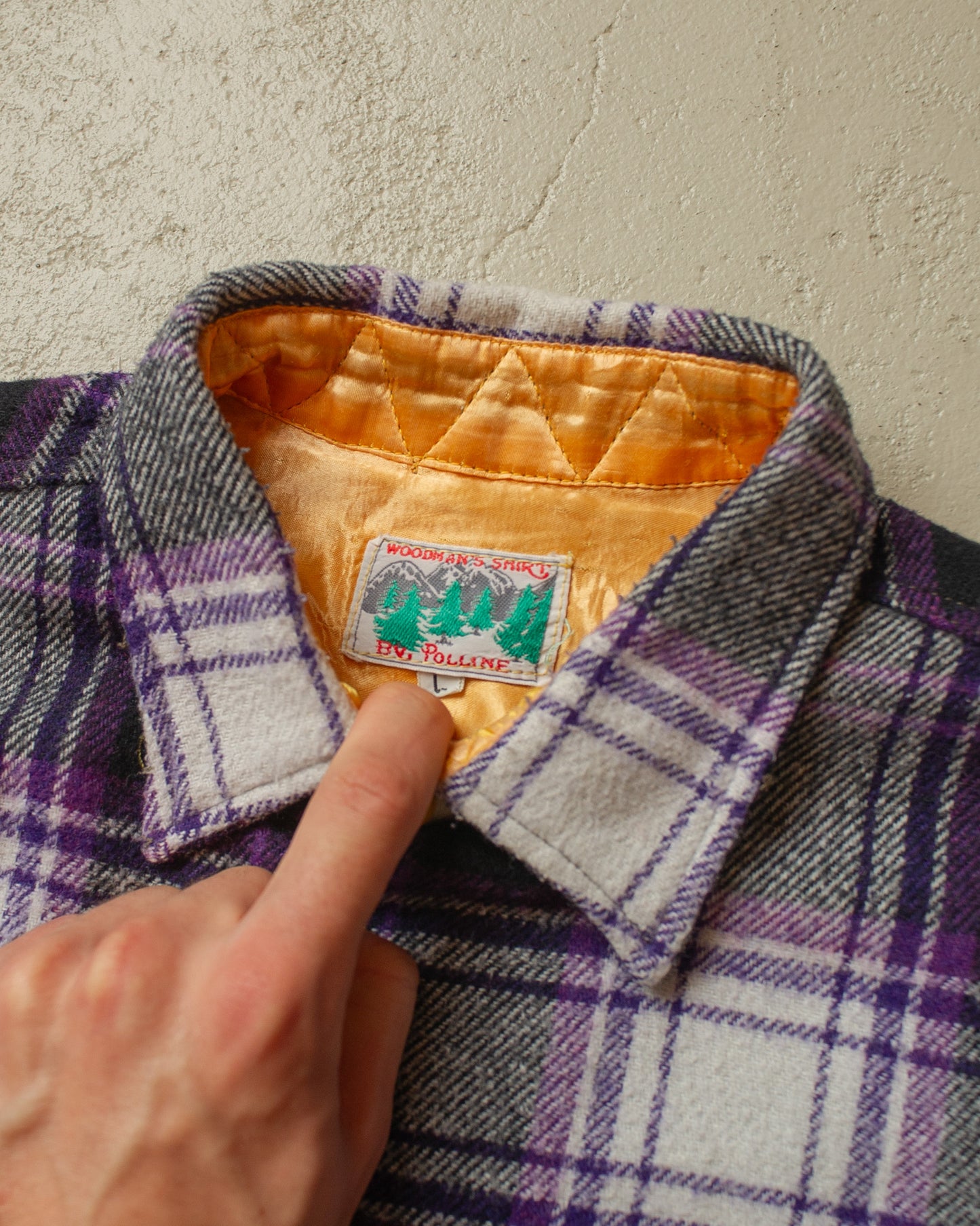 1970s checkered Flannel Shirt purple - XL