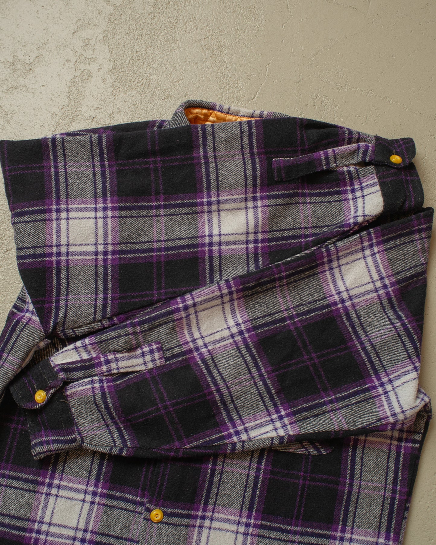 1970s checkered Flannel Shirt purple - XL