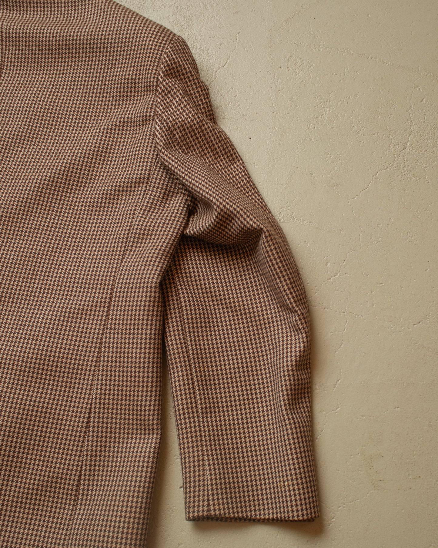 1950s/60s German Glen Plaid Wool Suit Jacket brown - L/XL