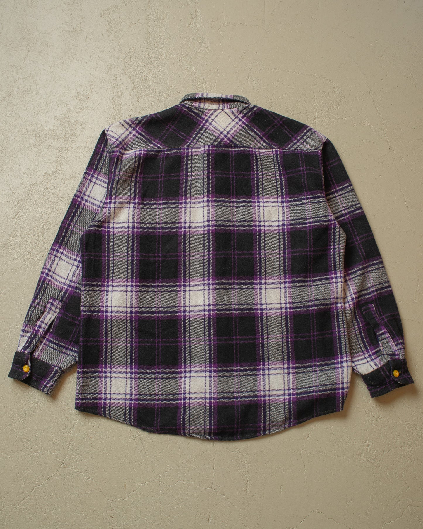 1970s checkered Flannel Shirt purple - XL