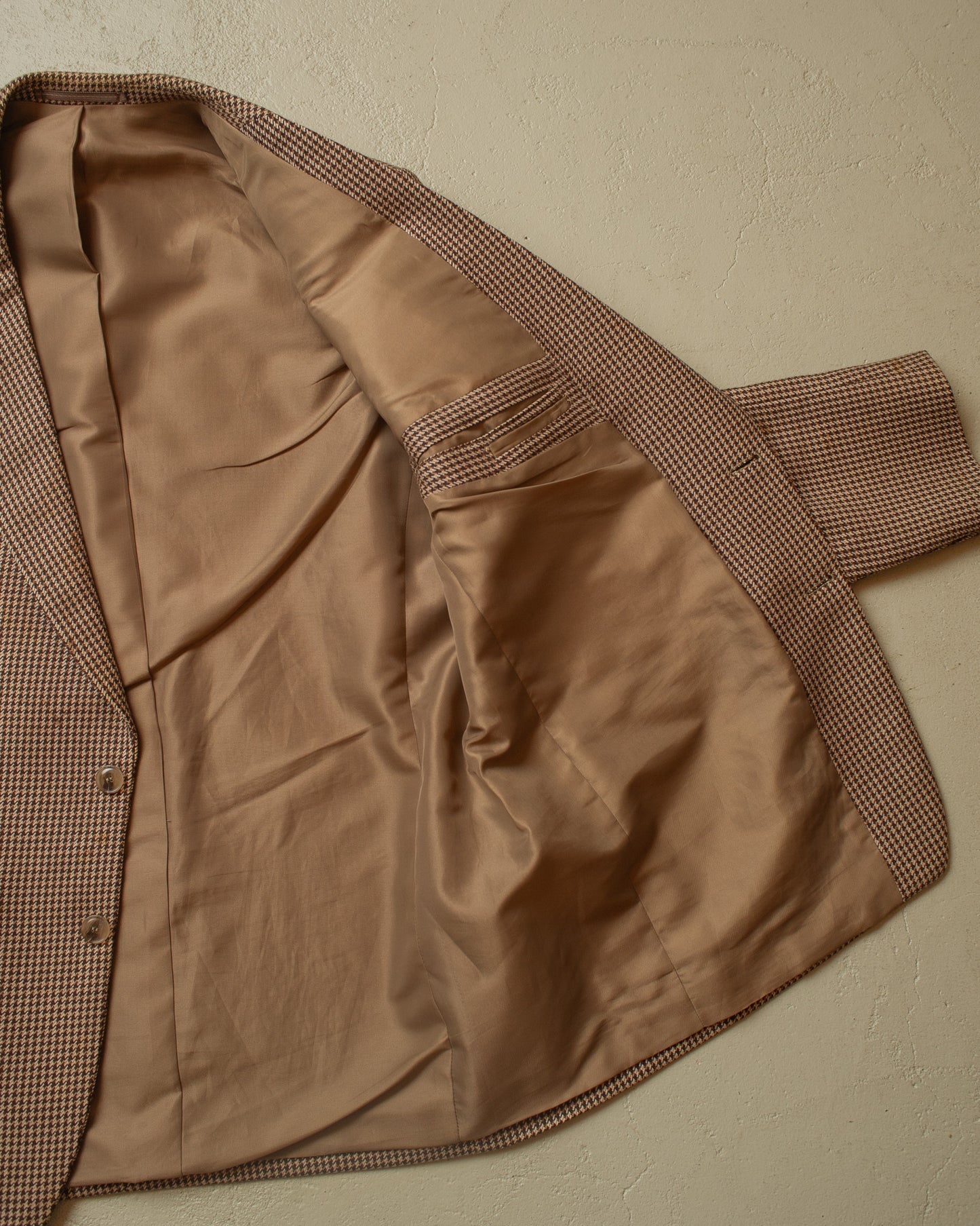 1950s/60s German Glen Plaid Wool Suit Jacket brown - L/XL