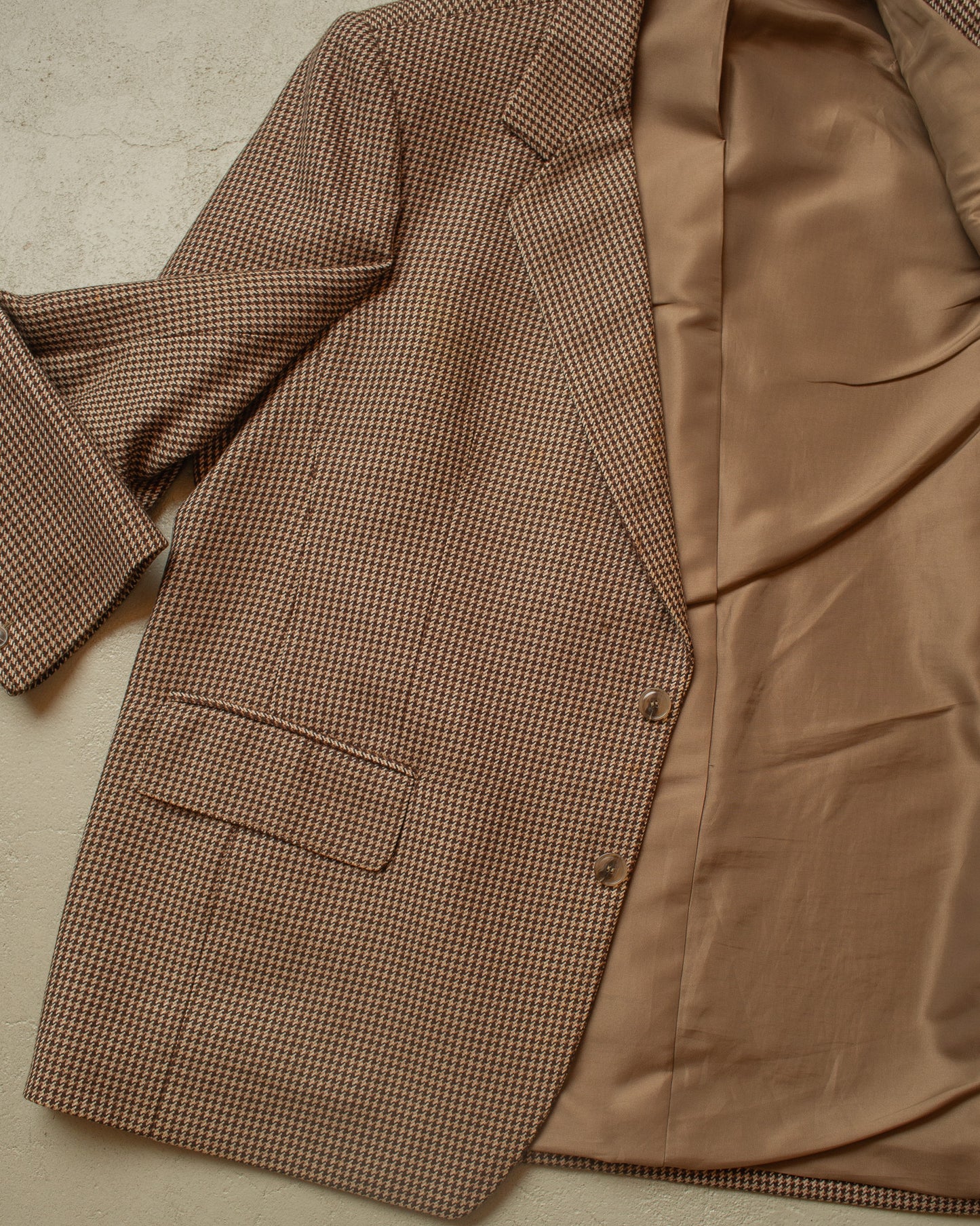 1950s/60s German Glen Plaid Wool Suit Jacket brown - L/XL