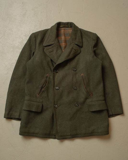 1950s German Half Belted Wool Sports Coat green - L