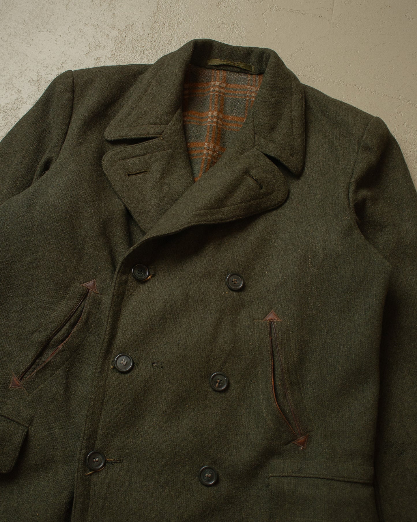 1950s German Half Belted Wool Sports Coat green - L