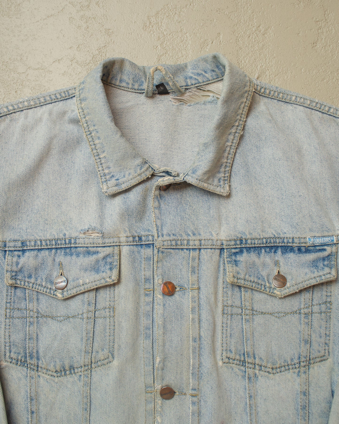 1980s Euro distressed Denim Jacket blue - L/XL